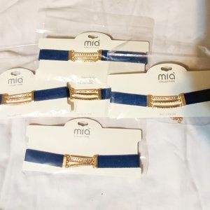 Mia denim blue choker necklace Gold Tone with rhinestones